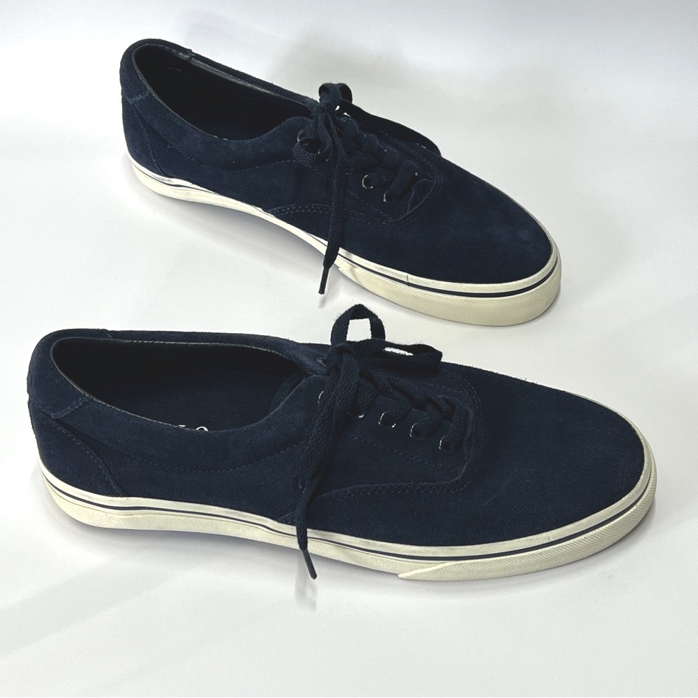 PoloMens size 8D Thornton III silky suede royal blue lace up sneaker.01087